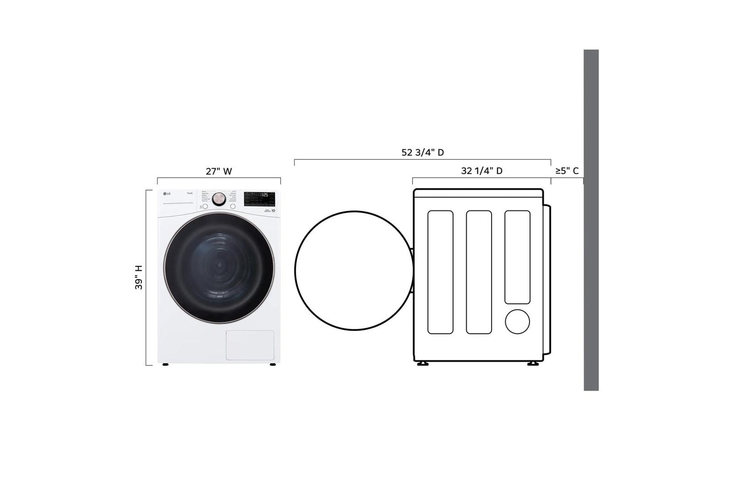 Lg DLHC4002W 7.8 cu. ft. Mega Capacity Smart Front Load Dryer with Dual Inverter HeatPump™ Technology and Inverter Direct Drive Motor System