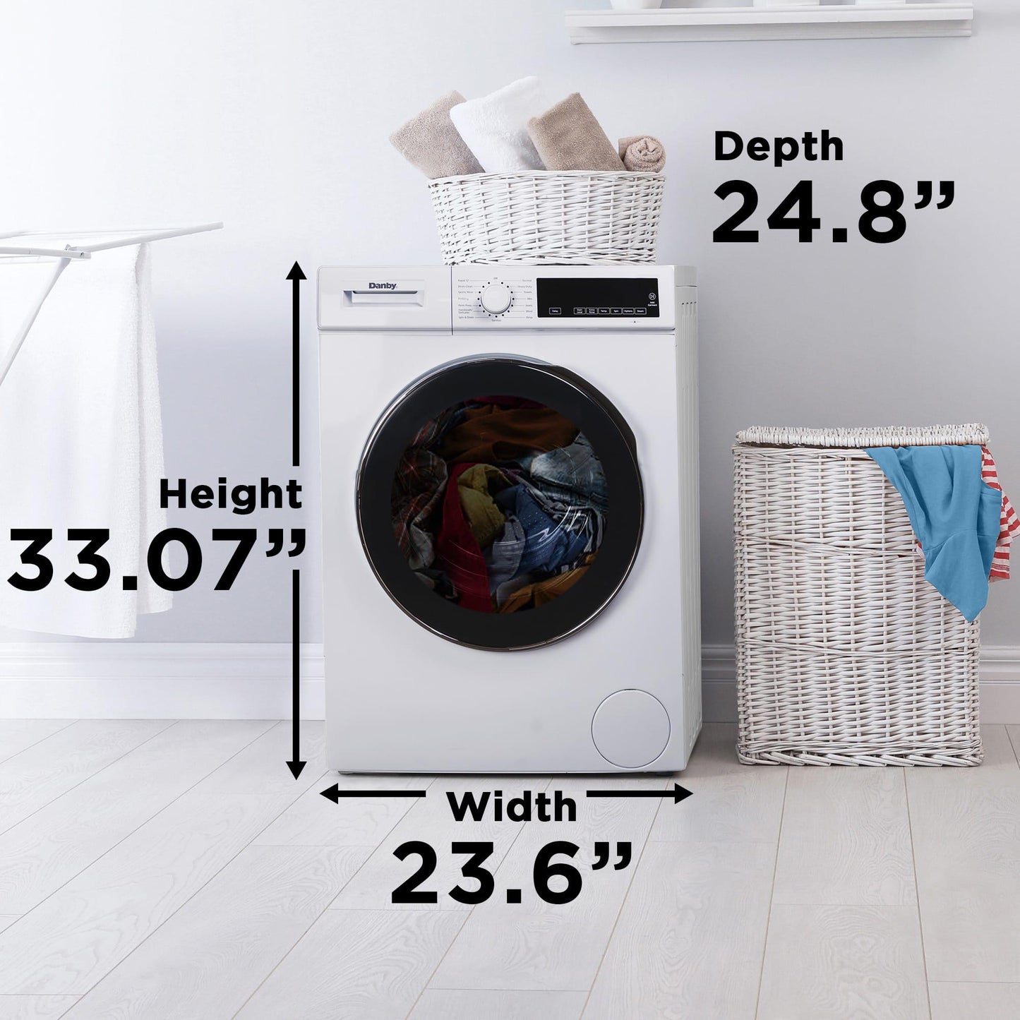 DWM022D3WDB Danby 24" Stackable Front Load Washer with Steam in White