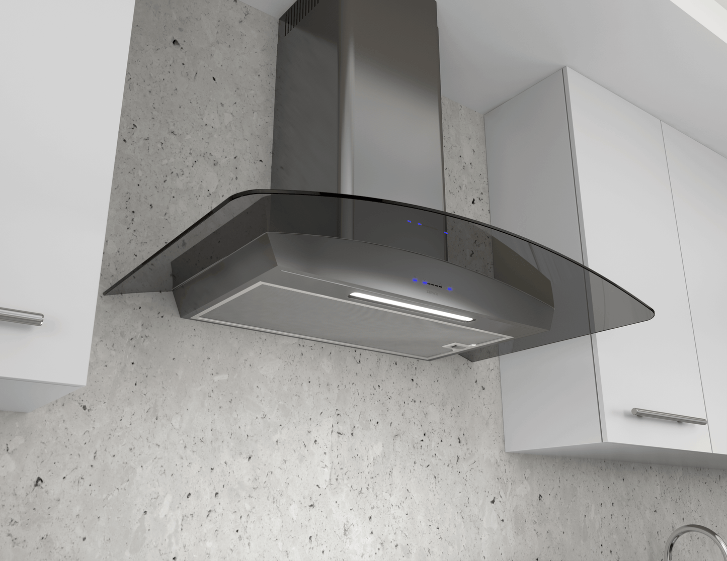 Zephyr ZRVM90BBSGG Ravenna, Wall, 90cm, Blk SS+Gray Glass, ACT, LED