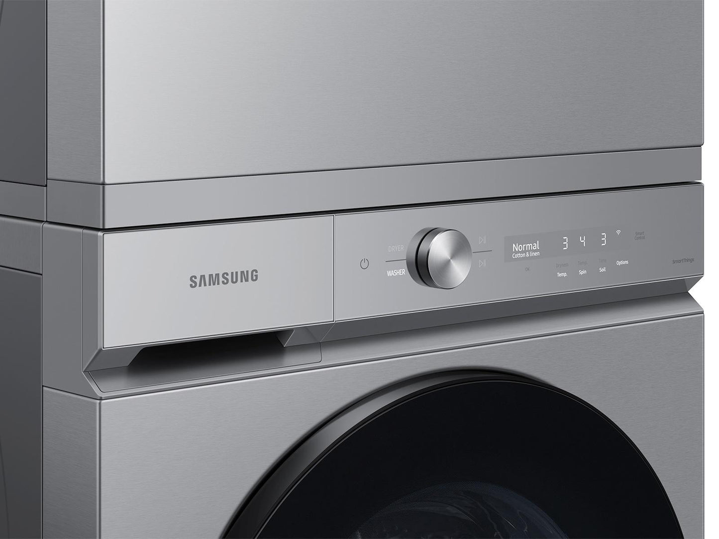 Samsung DVG53BB8700T Bespoke 7.6 cu. ft. Ultra Capacity Gas Dryer with Super Speed Dry and AI Smart Dial in Silver Steel