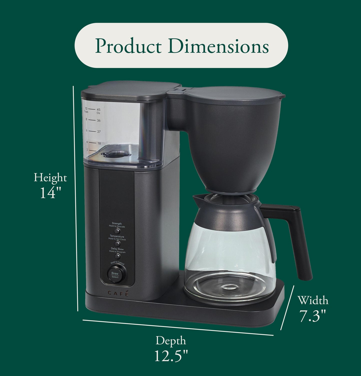 Cafe C7DGB11ZD5 CAF(EBACK)™ Specialty Drip Coffee Maker with Glass Carafe