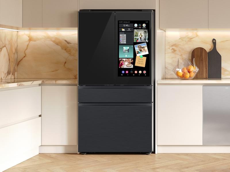 Samsung RF90F23AECE Bespoke 23 cu. ft. Counter Depth 4-Door French Door Refrigerator with AI Family Hub™+ AI Vision Inside™ in Charcoal Glass and Black/Charcoal