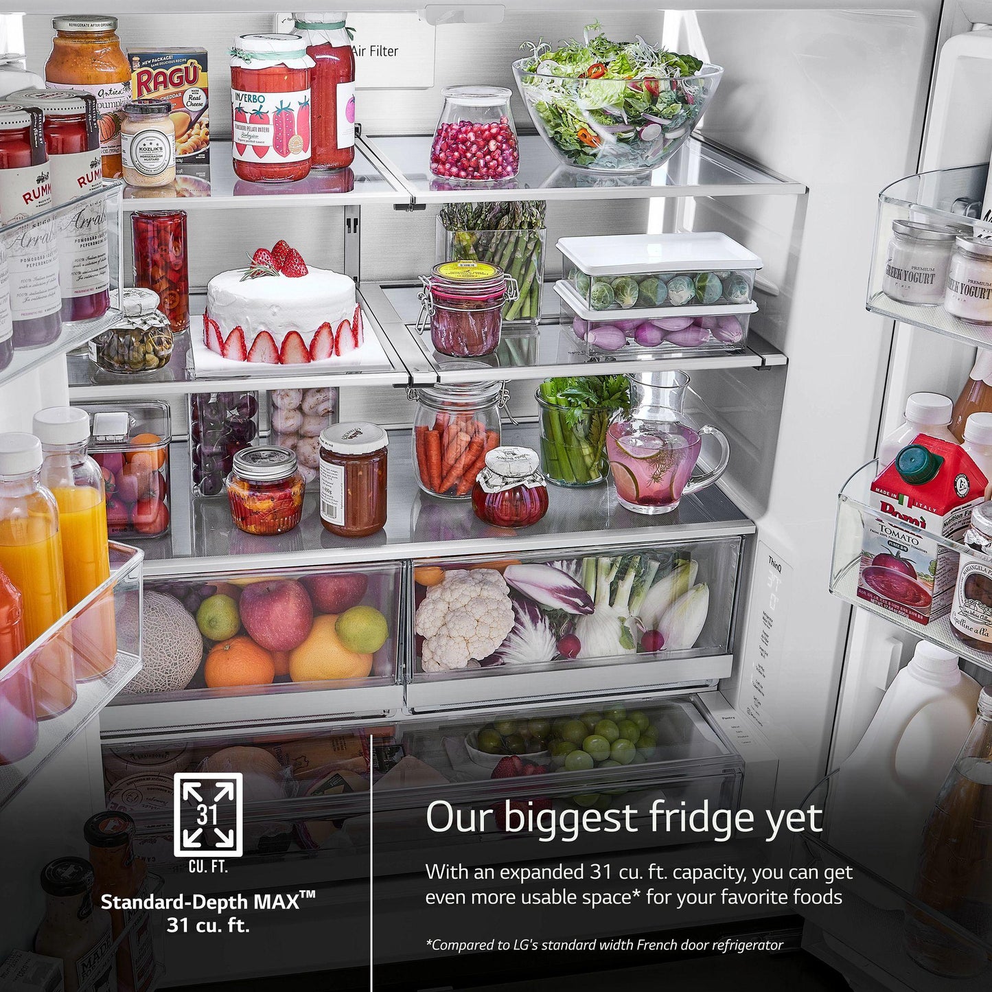 Lg 31 cu. ft. Smart Standard-Depth MAX™ French Door Refrigerator with Four Types of Ice and Mirror InstaView®
