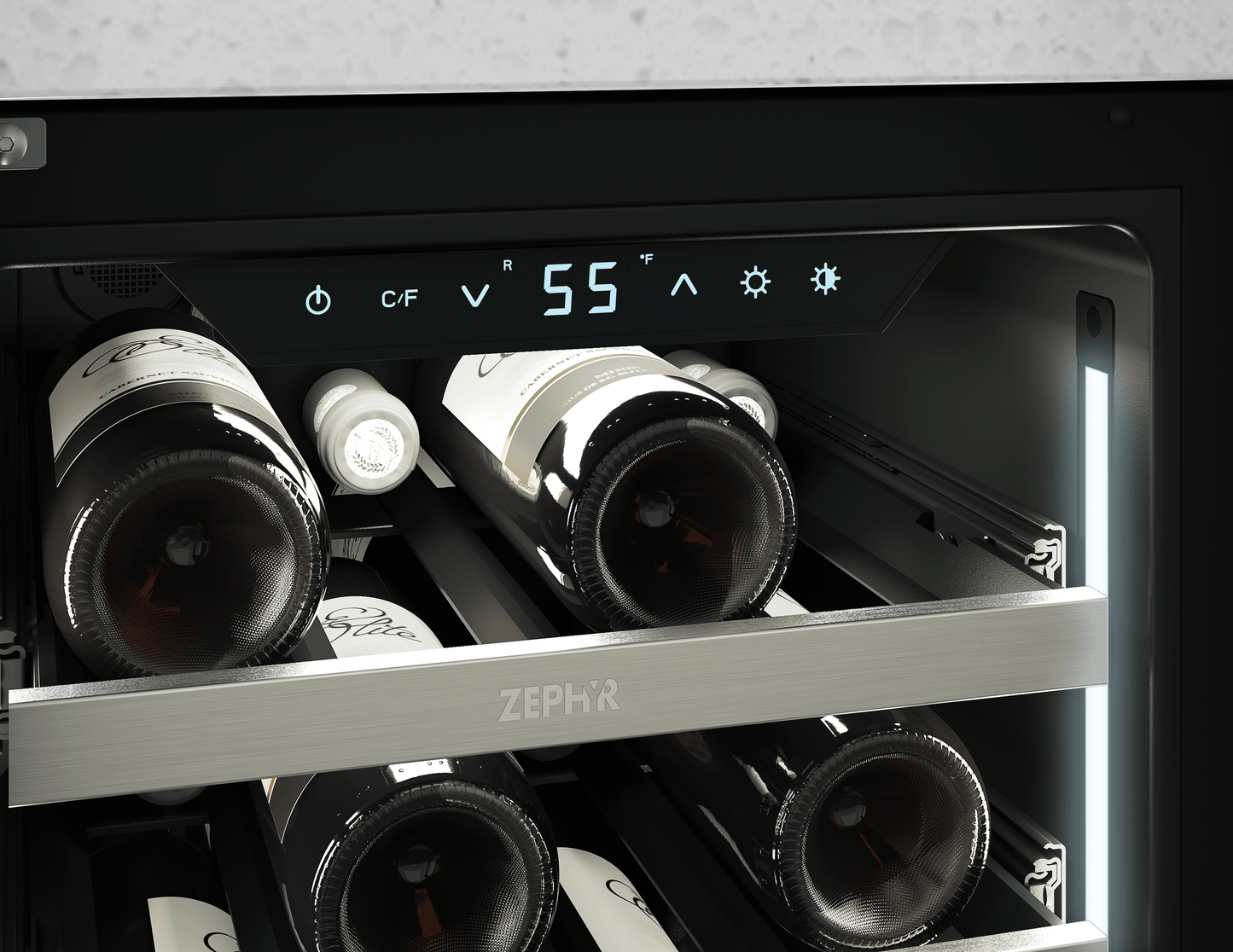 Zephyr PRW15C01CG Presrv Wine Cooler, 15in UC, SS+Gls, Rvs Door, 1Z
