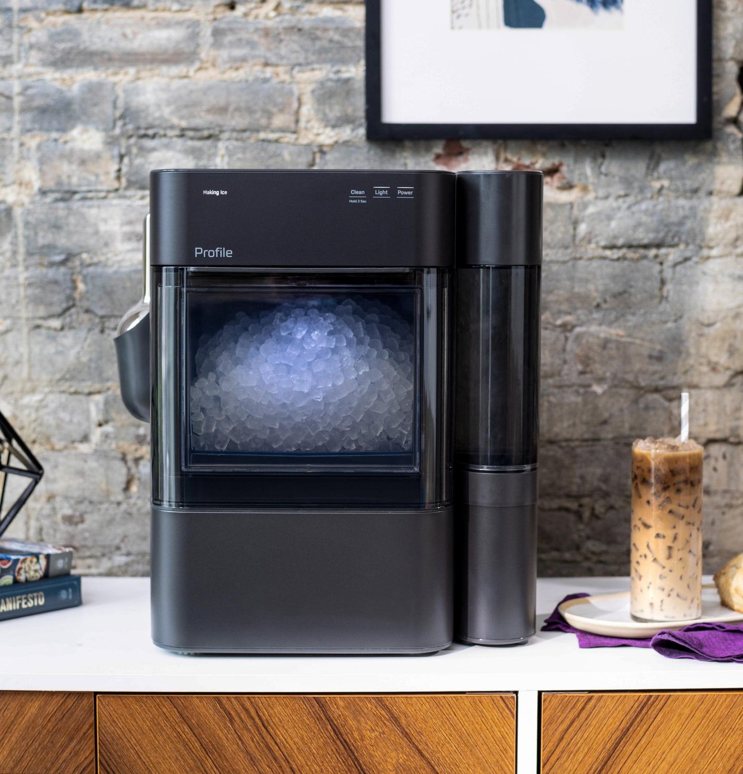 XPIO13SWBB GE Profile™ Opal™ 2.0 Ultra Nugget Ice Maker with Side Tank and Scale Inhibiting Filter