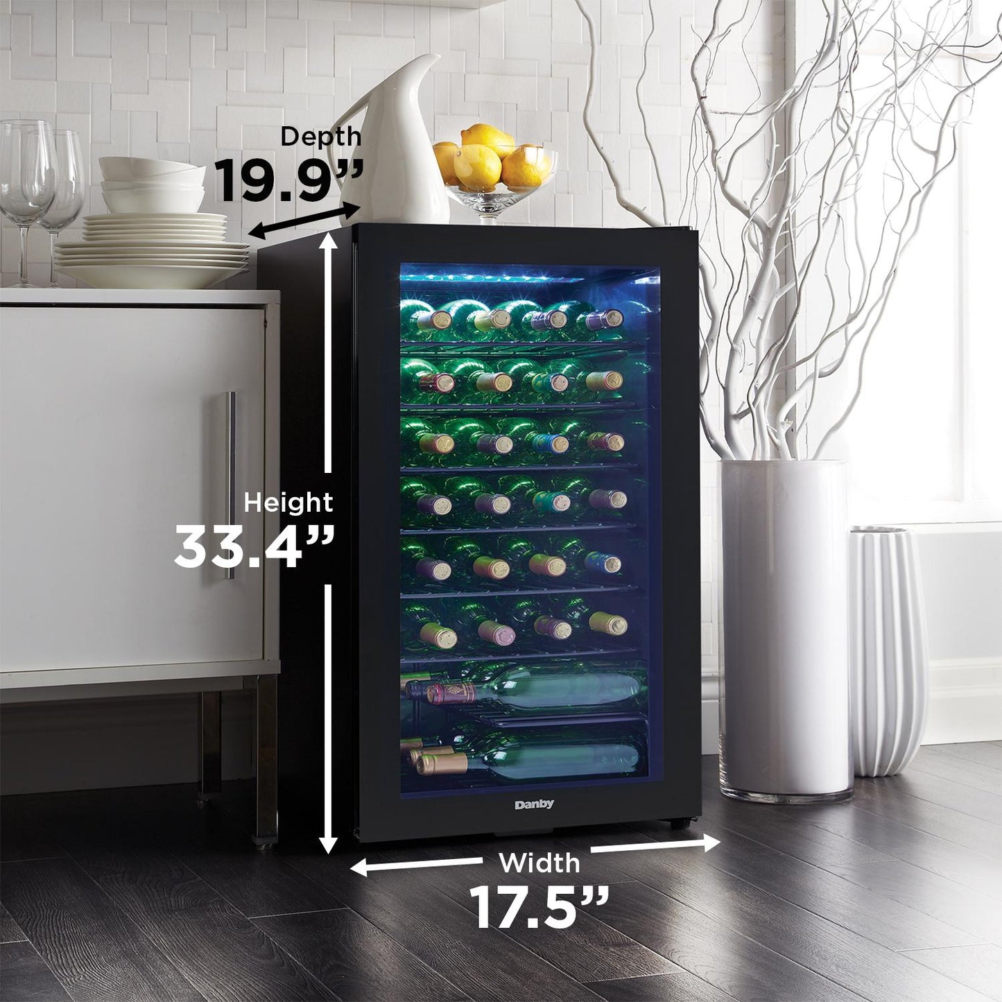 DWC036A2BDB6 Danby 36 Bottle Free-Standing Wine Cooler in Black