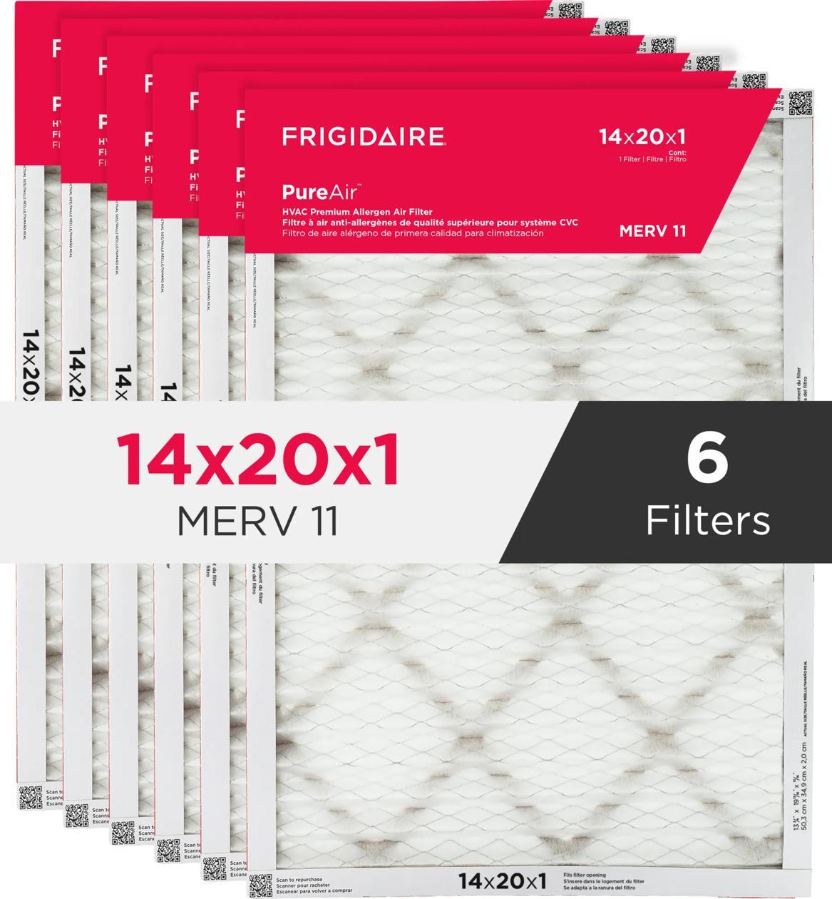 Frigidaire HVAC1420116 PureAir® 14" x 20" x 1" MERV 11 Premium Allergen Air Filter - 6 Pack