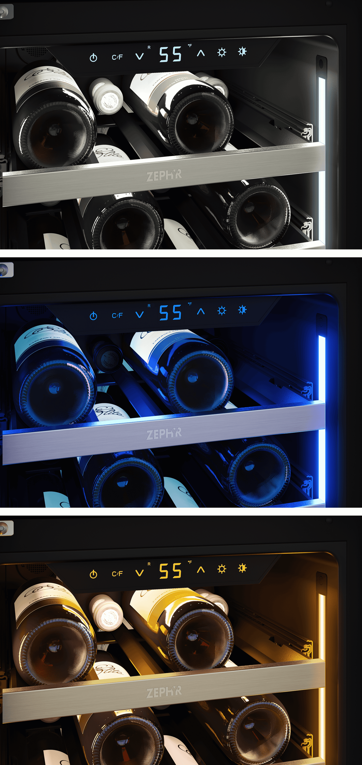 Zephyr PRW15C01CG Presrv Wine Cooler, 15in UC, SS+Gls, Rvs Door, 1Z