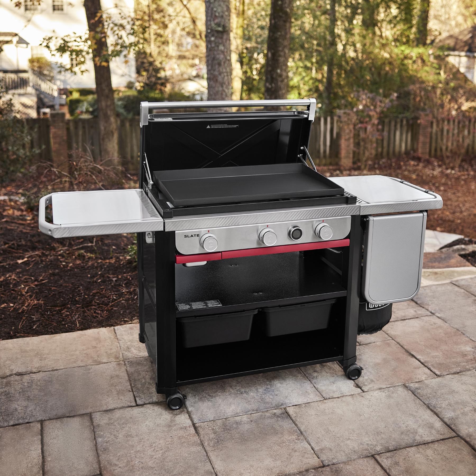 Weber 1500013 Slate® 30" Rust-Resistant Griddle with Extendable Side Table (Liquid Propane) - Black