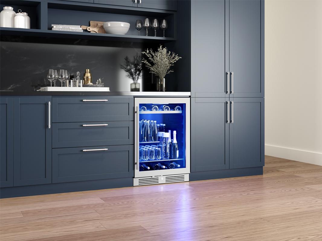 PRB24C01CG Presrv Bev Cooler, 24in UC, SS+Gls, Rvs Door, 1Z