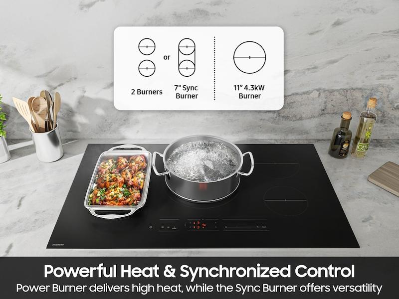 Samsung CC70F36S2D 36" Induction Cooktop with Anti-Scratch Matte Glass and Sync Burners in Black