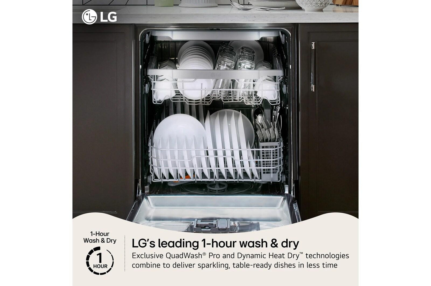 Lg LDNTM545S Smart FlushFit™ Top Control Dishwasher with 1-Hour Wash & Dry, QuadWash® Pro, and Dynamic Heat Dry™ w/AutoVent Dry™