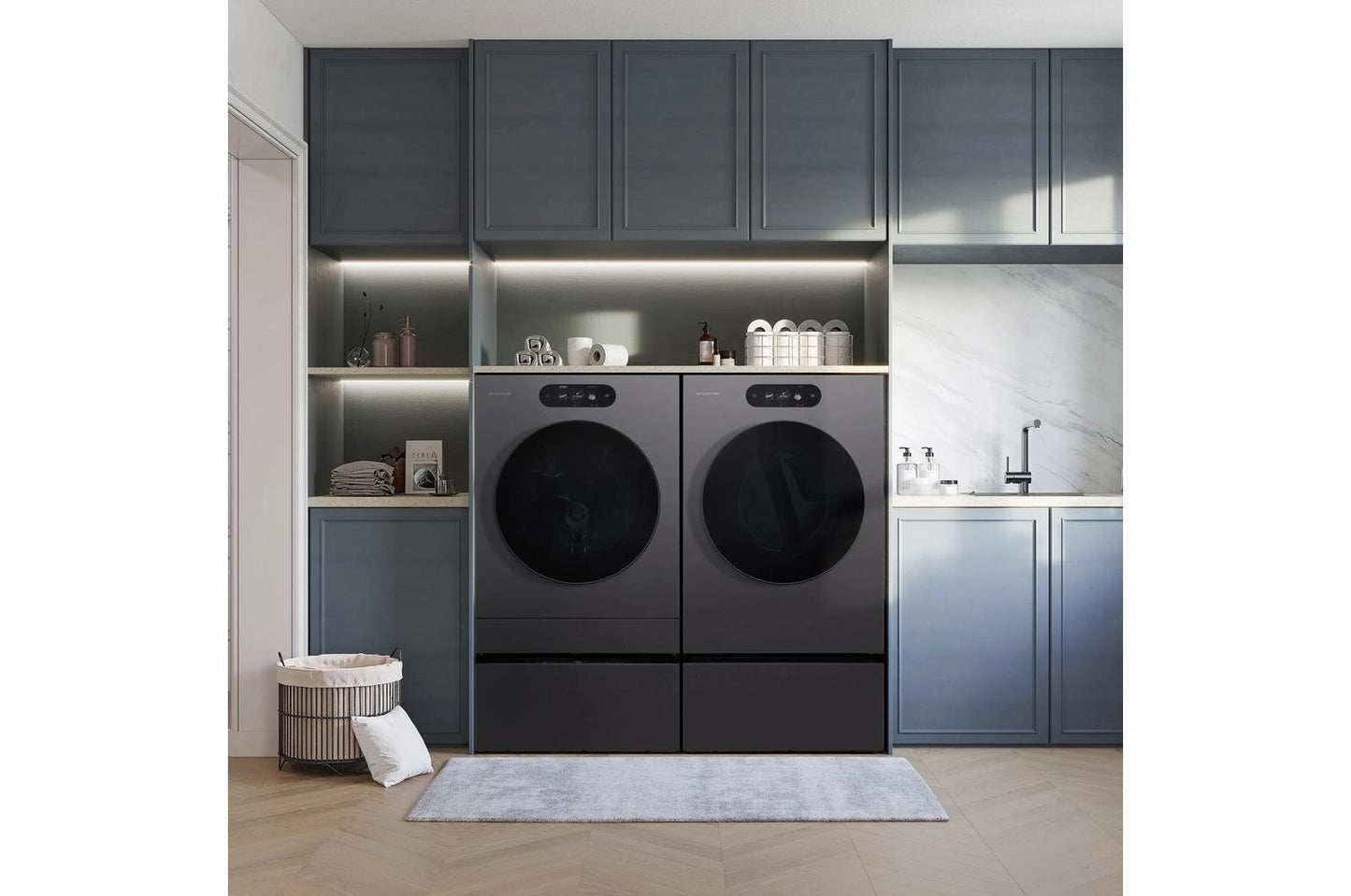 WM9901HBA LG SIGNATURE 5.8 cu. ft. Mega Capacity Smart Front Load Washer with Built-In Intelligence, TurboWash® 360(degree), ezDispense® and Touch LCD Control