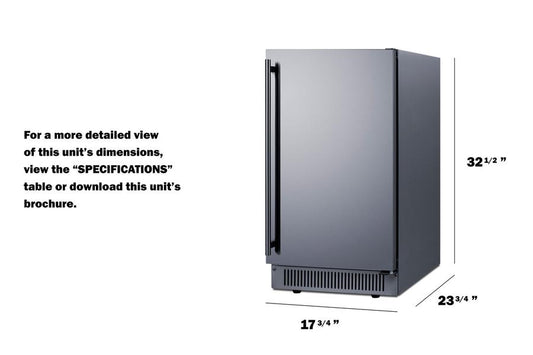 Summit BIM182ADA 18" Wide Clear Icemaker, ADA Compliant