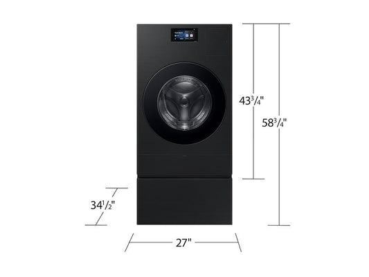Samsung WE702NB Bespoke AI Laundry Combo™ Pedestal with Storage Drawer in Brushed Black