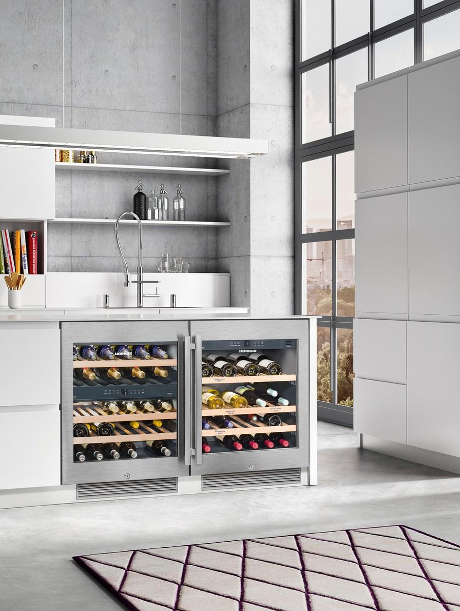 Liebherr WU3400 Undercounter Wine Cabinet, 24", Lock, 2 Zone, Reversible Door