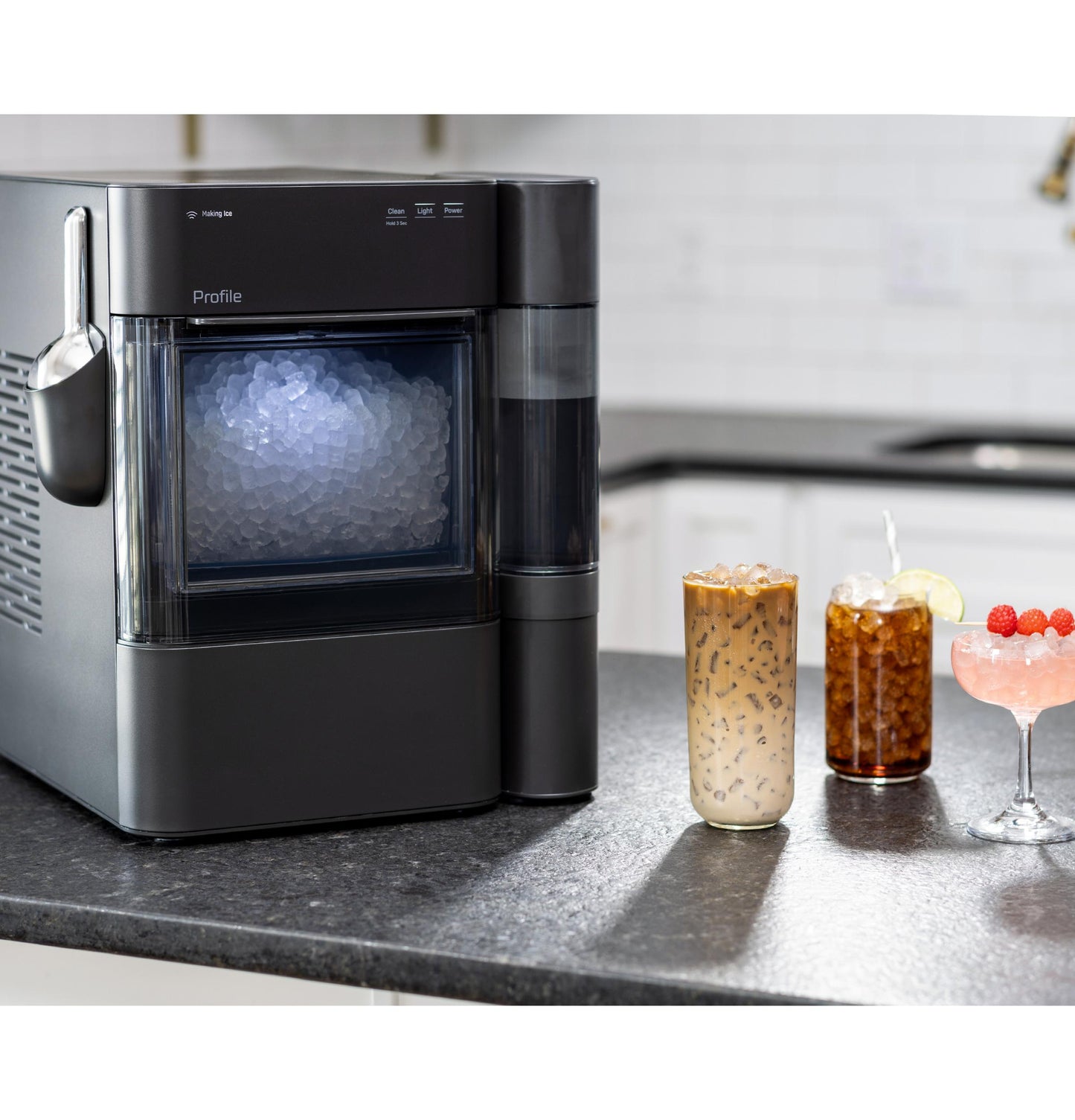 XPIO13SWBB GE Profile™ Opal™ 2.0 Ultra Nugget Ice Maker with Side Tank and Scale Inhibiting Filter