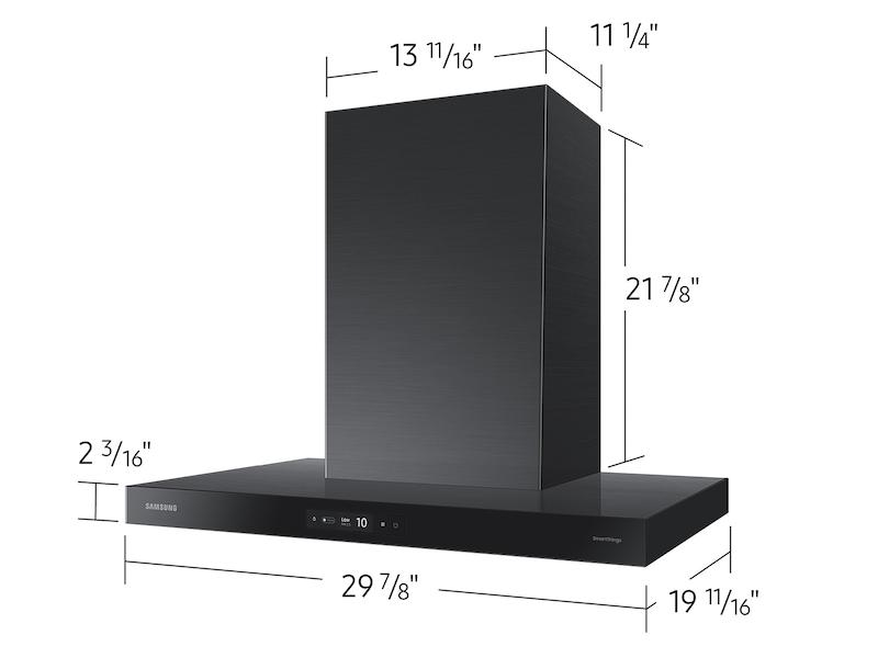 Samsung 30" Bespoke Smart Wall Mount Hood with LCD Display in Clean Deep Charcoal