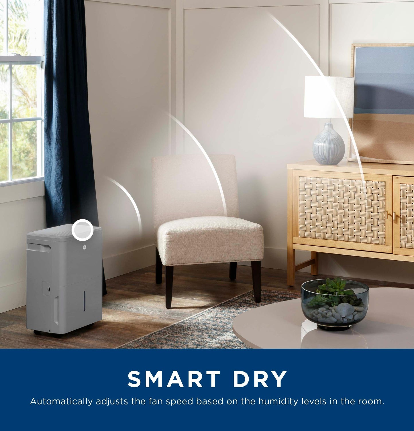 ADYR50LC GE® ENERGY STAR® 50 Pint Portable Dehumidifier with Smart Dry for Wet Spaces