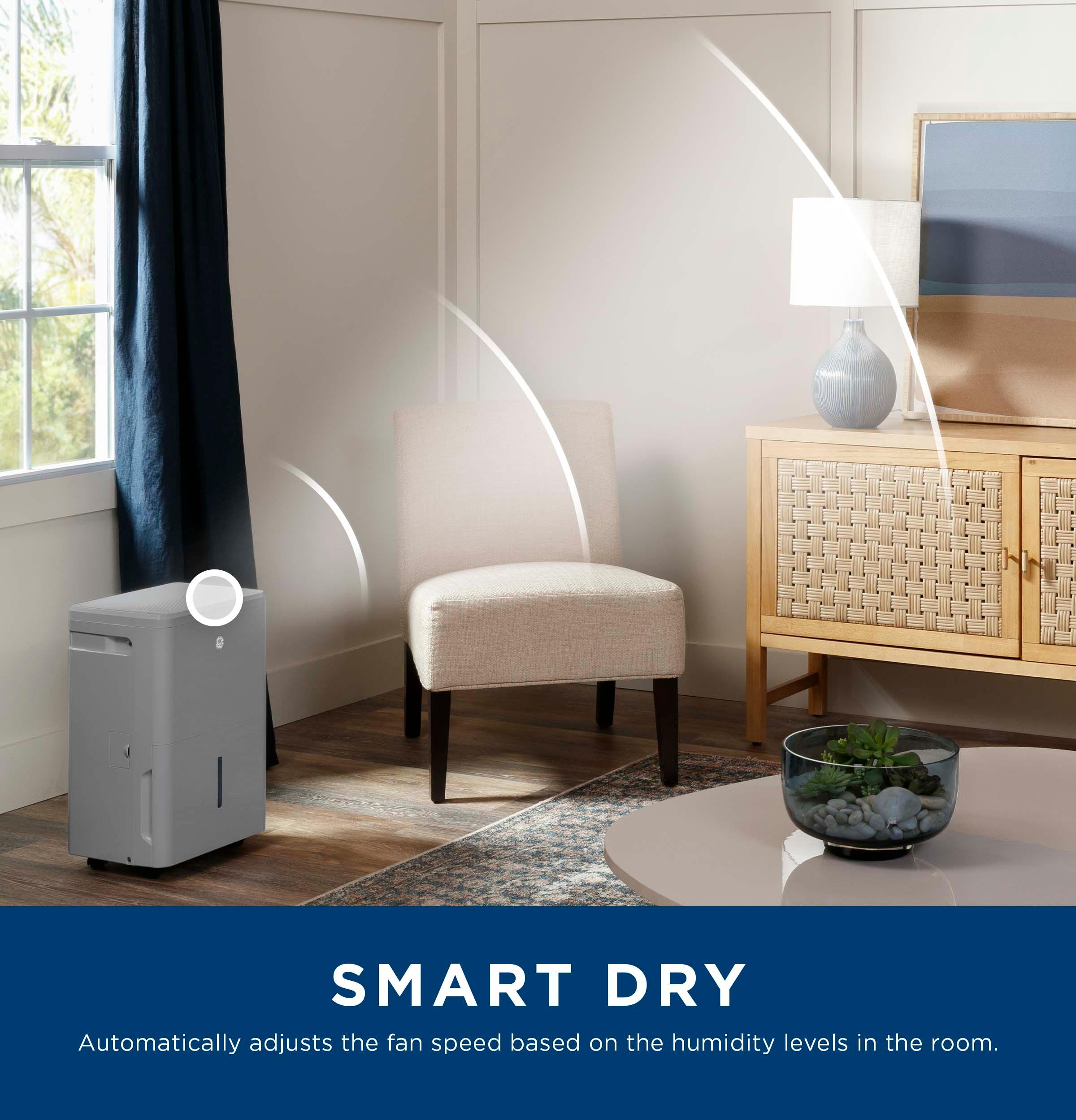 GE® ENERGY STAR® 50 Pint Portable Dehumidifier with Smart Dry for Wet Spaces