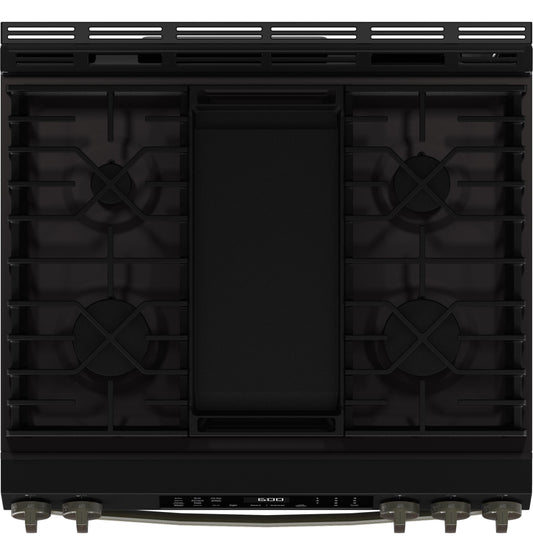 GGS600AVDS GE® 30" Slide-In Front-Control Convection Gas Range with No Preheat Air Fry and EasyWash™ Oven Tray
