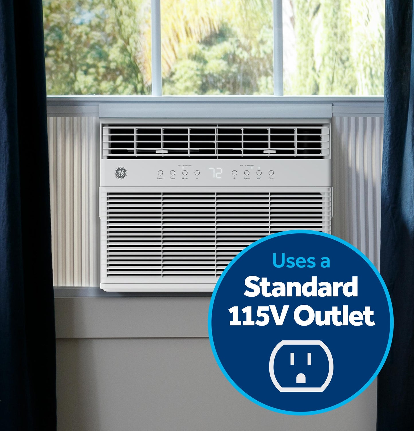 AWGP12WWF GE® ENERGY STAR® 11,000 BTU Smart Heat/Cool with Heat Pump Electronic Window Air Conditioner for Large Rooms up to 550 sq. ft.