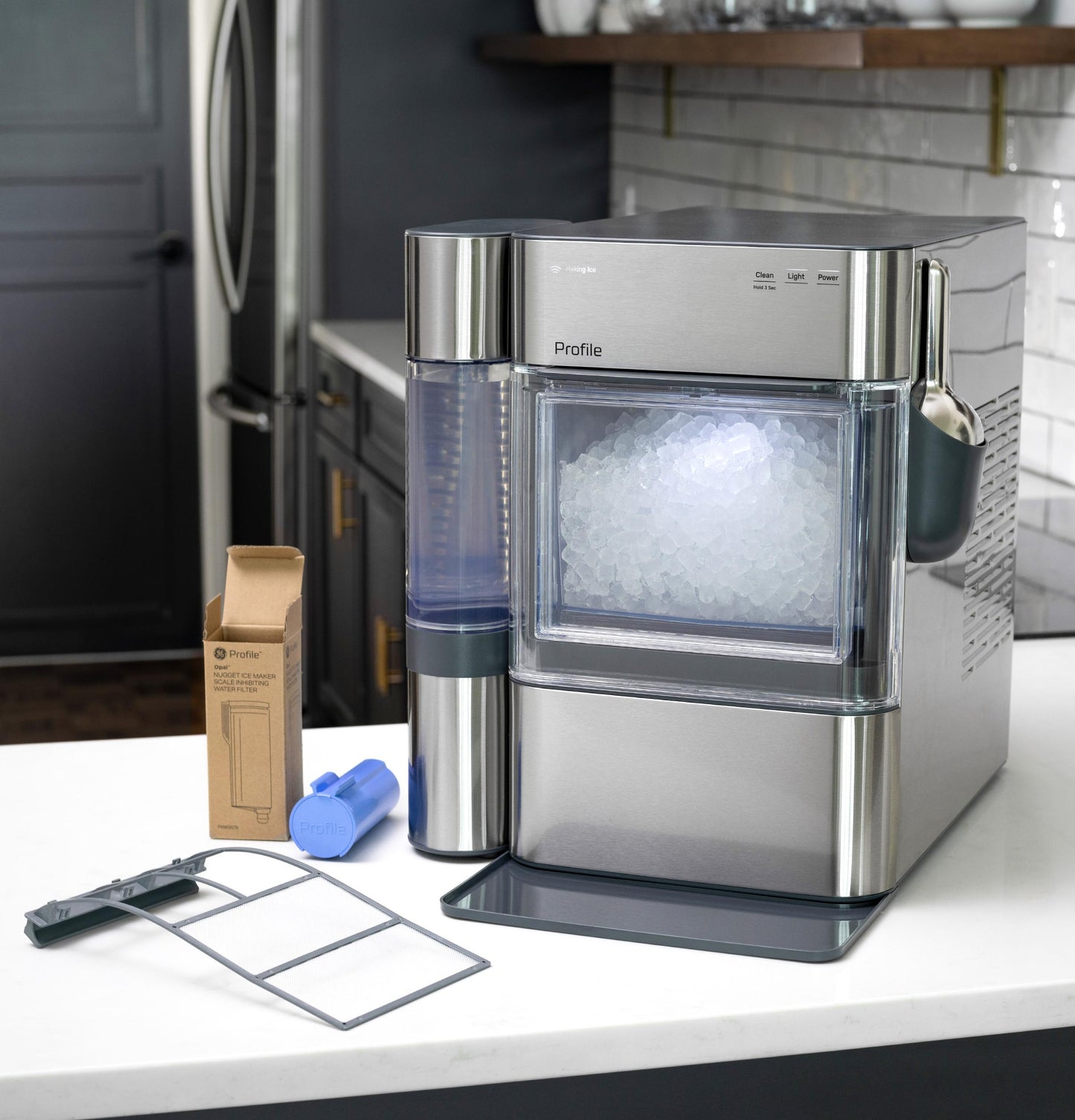 XPIO13SWBB GE Profile™ Opal™ 2.0 Ultra Nugget Ice Maker with Side Tank and Scale Inhibiting Filter