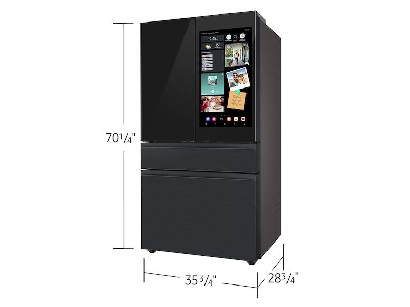 Samsung RF90F23AECE Bespoke 23 cu. ft. Counter Depth 4-Door French Door Refrigerator with AI Family Hub™+ AI Vision Inside™ in Charcoal Glass and Black/Charcoal