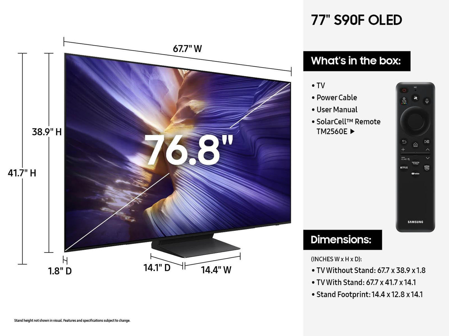 Samsung QN77S90FAFXZA 77" Class OLED S90F 4K Samsung Vision AI Smart TV (2025)
