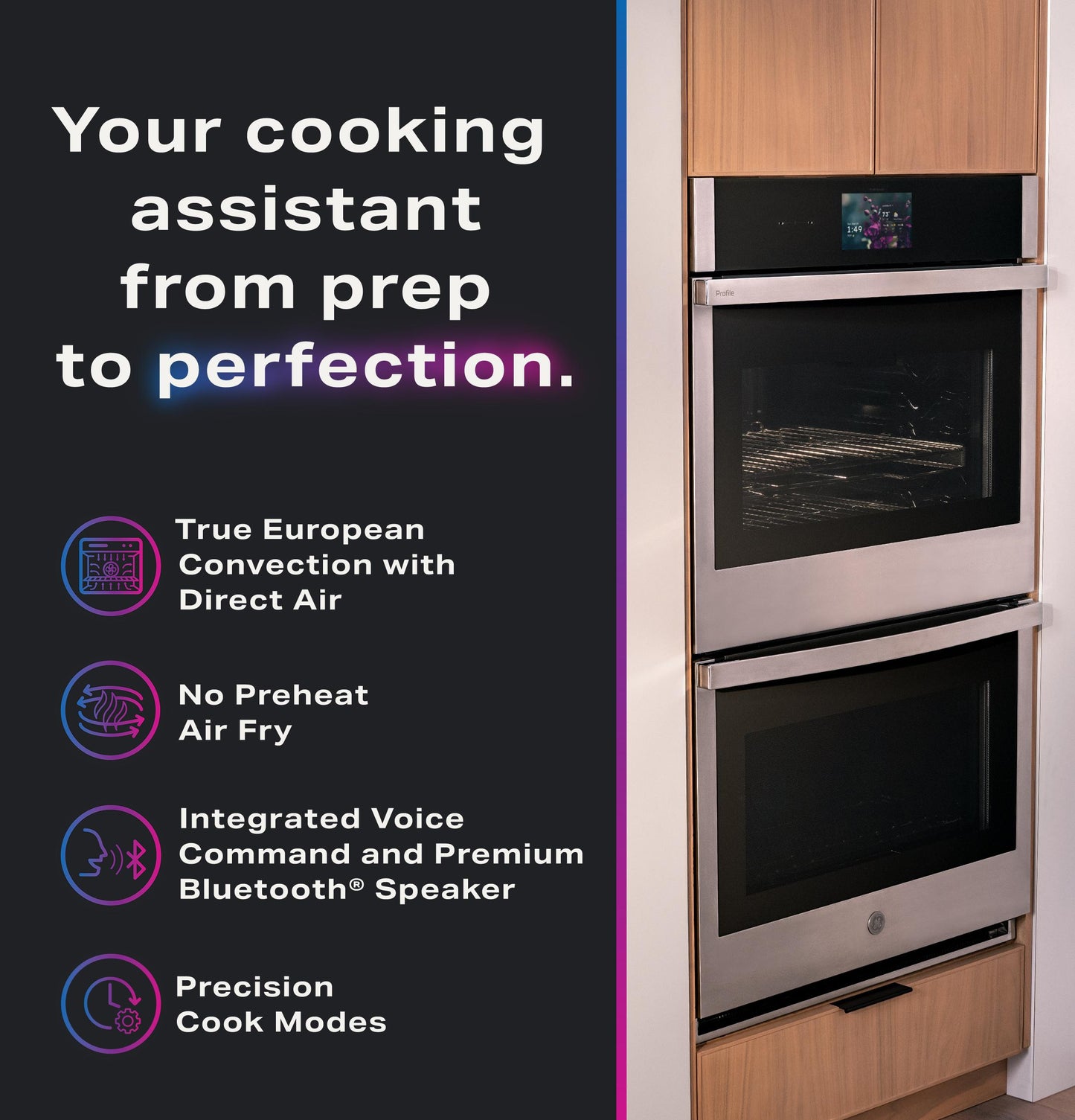PTD7000SZSS GE Profile™ 30" Smart Built-In Convection Double Wall Oven with No Preheat Air Fry and Precision Cooking