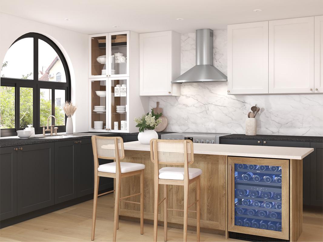 ZSAM90FBS Savona Wall, 90cm, Black SS, LED, 600 CFM w/ACT