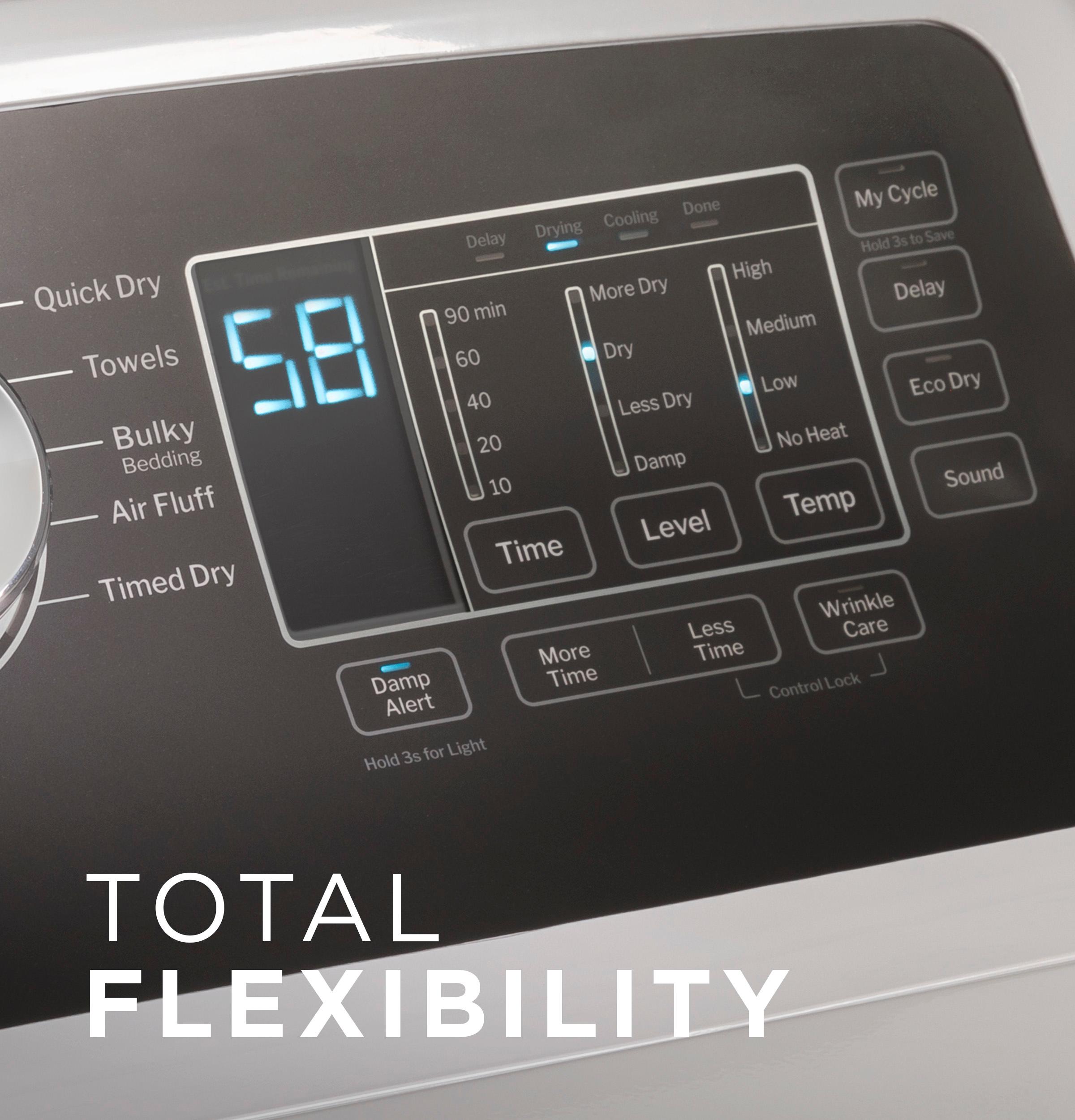 GTD58EBPVDG GE® 7.4 cu. ft. Capacity Electric Dryer with Up To 120 ft. Venting and Sensor Dry