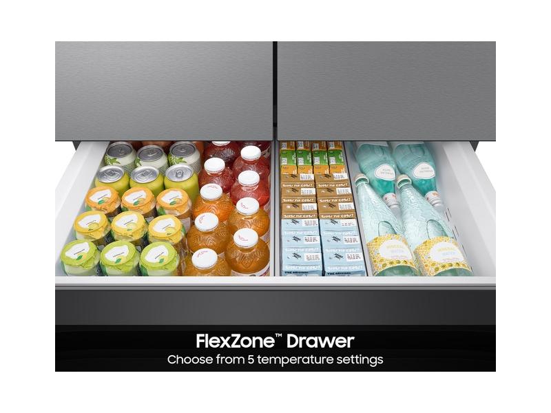Samsung RF70F23DER Bespoke 23 cu. ft. Counter Depth 4-Door French Door Refrigerator with Inner Beverage Center™ & FlexZone™ Drawer in Stainless Steel