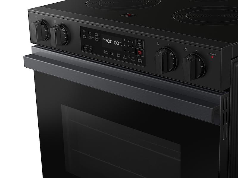 Samsung NSE6DG8100MT Bespoke 6.3 cu. ft. Smart Slide-In Electric Range with Precision Knobs in Matte Black Steel