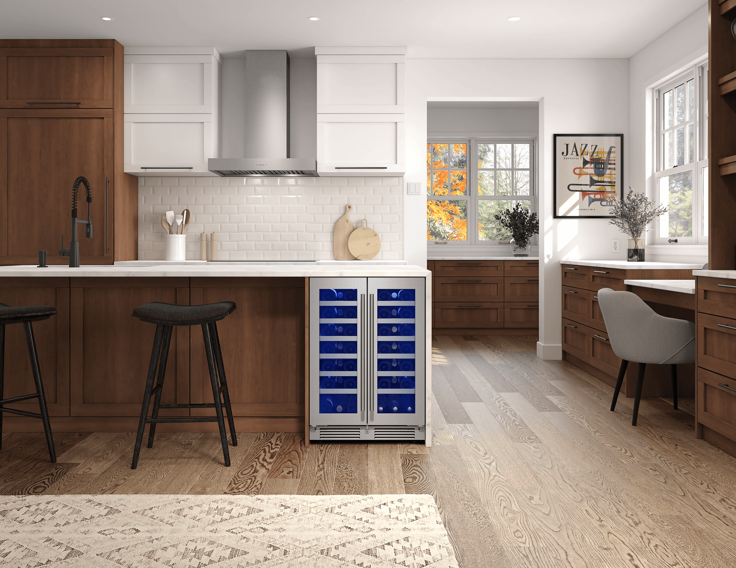Zephyr PRW24C32CG Presrv Wine Cooler, 24in UC, SS+Gls, Fr Door, 2Z