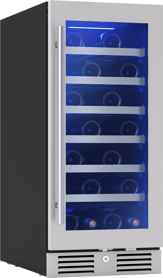 Zephyr PRW15C01CG Presrv Wine Cooler, 15in UC, SS+Gls, Rvs Door, 1Z