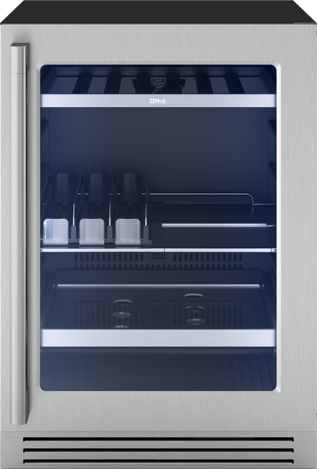 Zephyr PRPB24C01CG Presrv Pro Beverage Cooler, 24in Under Cabinet, SS+Glass, Reverse Door, 1 Zone