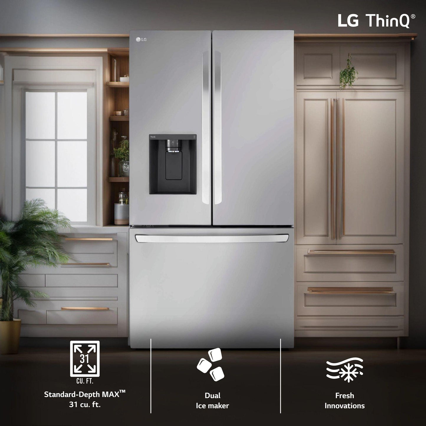Lg LRFXS3106S 31 cu. ft. Smart Standard-Depth MAX™ French Door Refrigerator with Dual Ice
