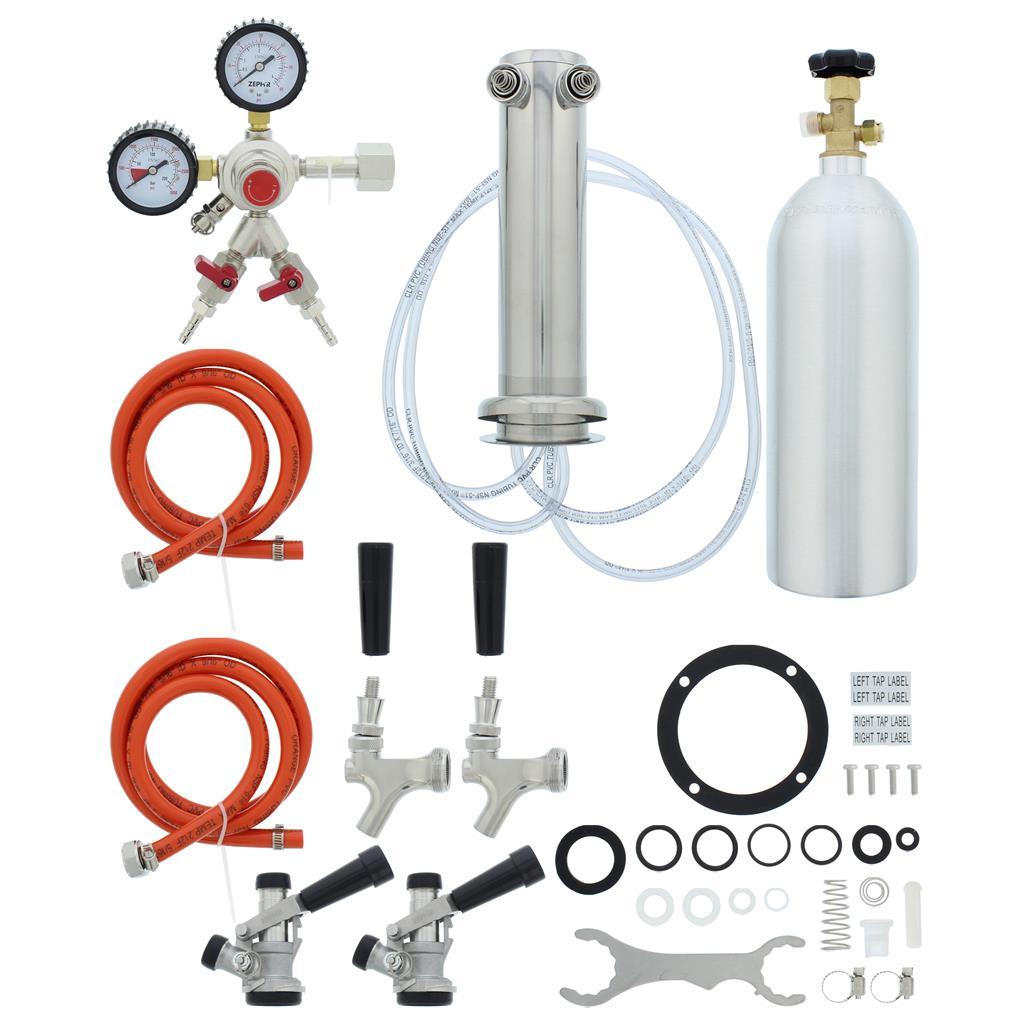 Presrv Kegerator Double Tap Kit, SS, CO2