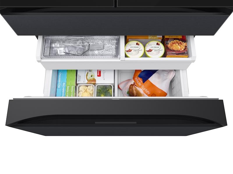 Samsung RF90F23AECE Bespoke 23 cu. ft. Counter Depth 4-Door French Door Refrigerator with AI Family Hub™+ AI Vision Inside™ in Charcoal Glass and Black/Charcoal