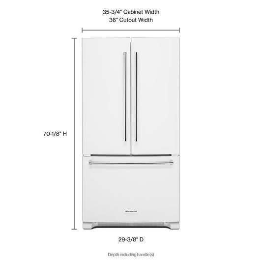 Kitchenaid 20 cu. ft. 36-Inch Width Counter-Depth French Door Refrigerator with Interior Dispense