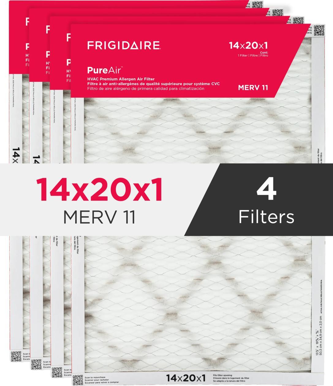Frigidaire HVAC1420114 PureAir® 14" x 20" x 1" MERV 11 Premium Allergen Air Filter - 4 Pack