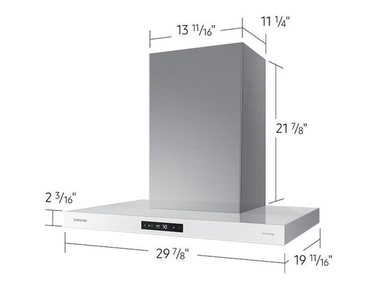 Samsung NK30CB700W12AA 30" Bespoke Smart Wall Mount Hood with LCD Display in Clean White