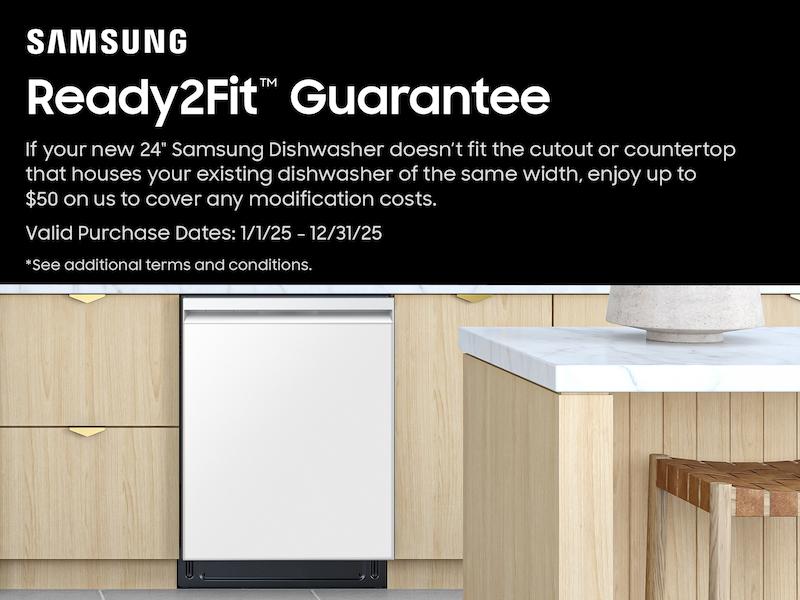 Samsung DW90F89T0U12 38 dBA Bespoke Smart Dishwasher with 3rd Rack Washing System in White Glass