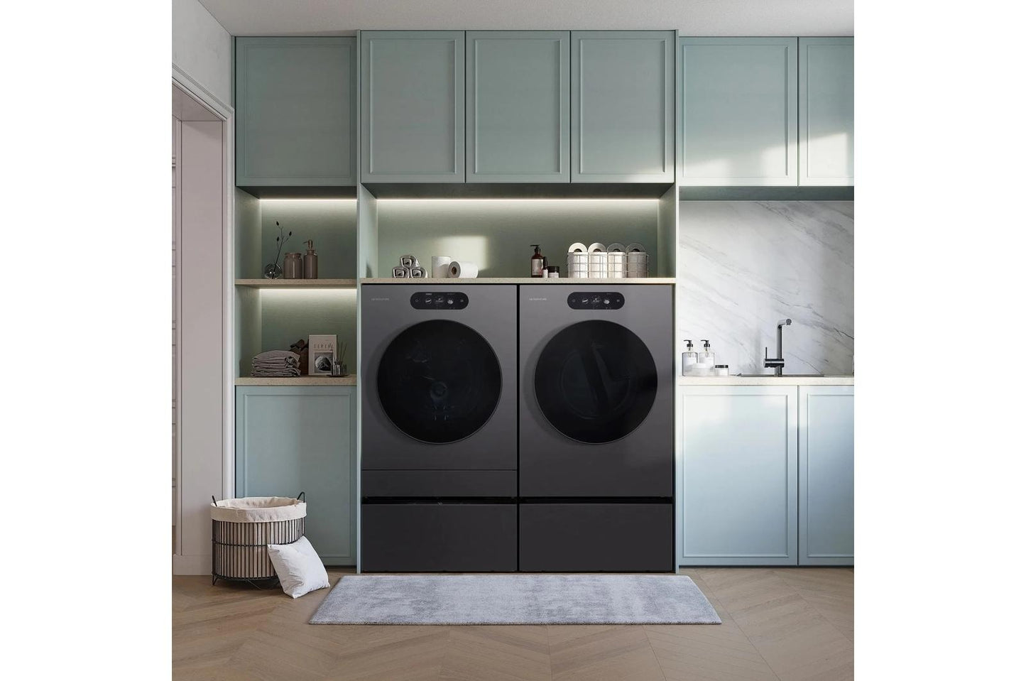 WM9901HBA LG SIGNATURE 5.8 cu. ft. Mega Capacity Smart Front Load Washer with Built-In Intelligence, TurboWash® 360(degree), ezDispense® and Touch LCD Control