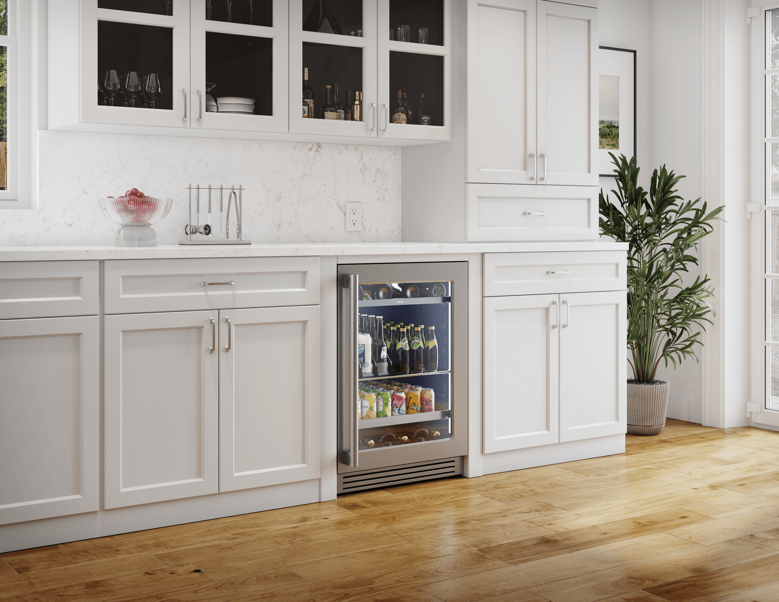 Zephyr PRPB24C01CG Presrv Pro Beverage Cooler, 24in Under Cabinet, SS+Glass, Reverse Door, 1 Zone
