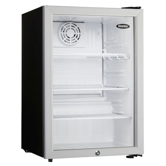 DAG026A2BDB Danby 2.6 cu. ft. Compact Glass Door Fridge in Platinum