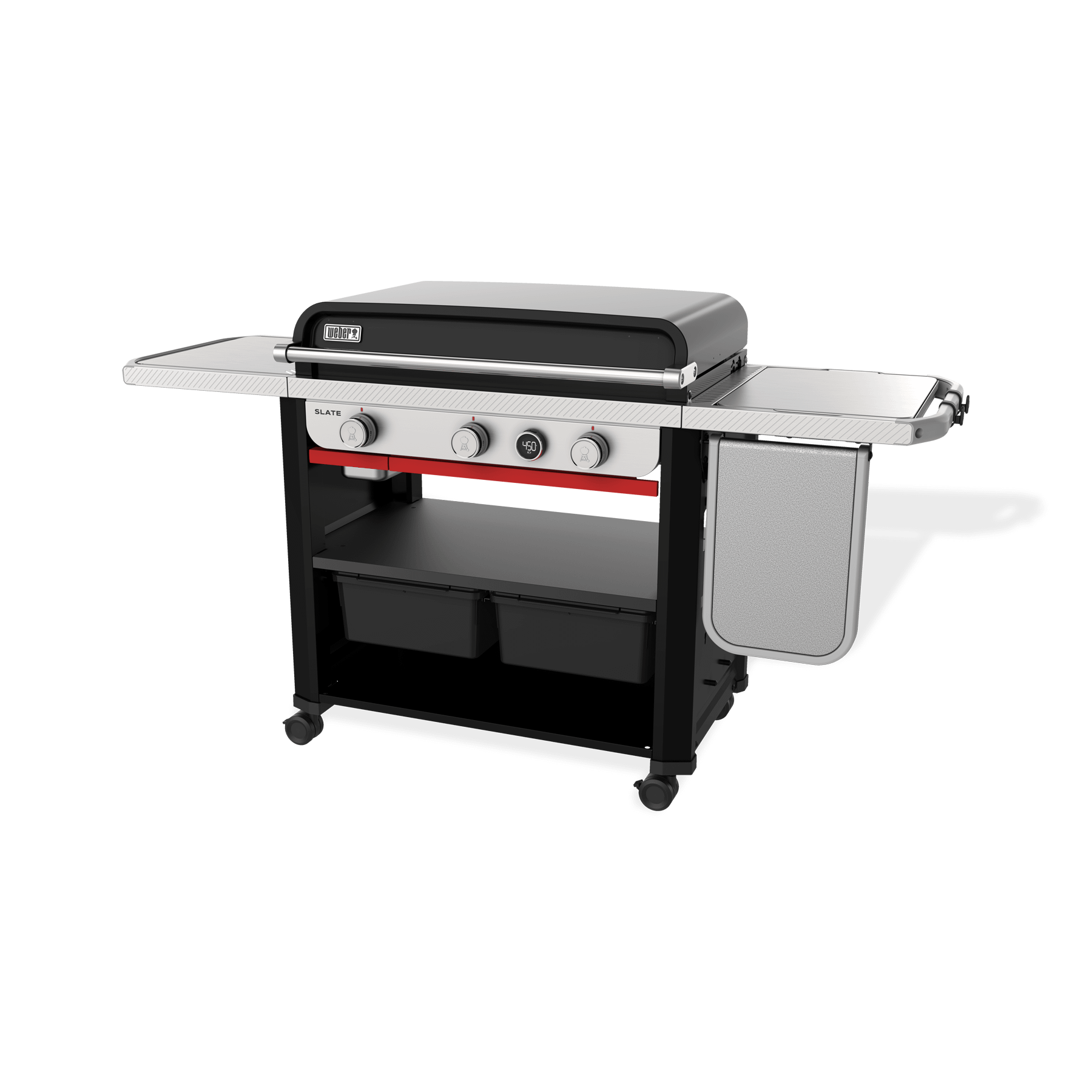 Weber 1500013 Slate® 30" Rust-Resistant Griddle with Extendable Side Table (Liquid Propane) - Black