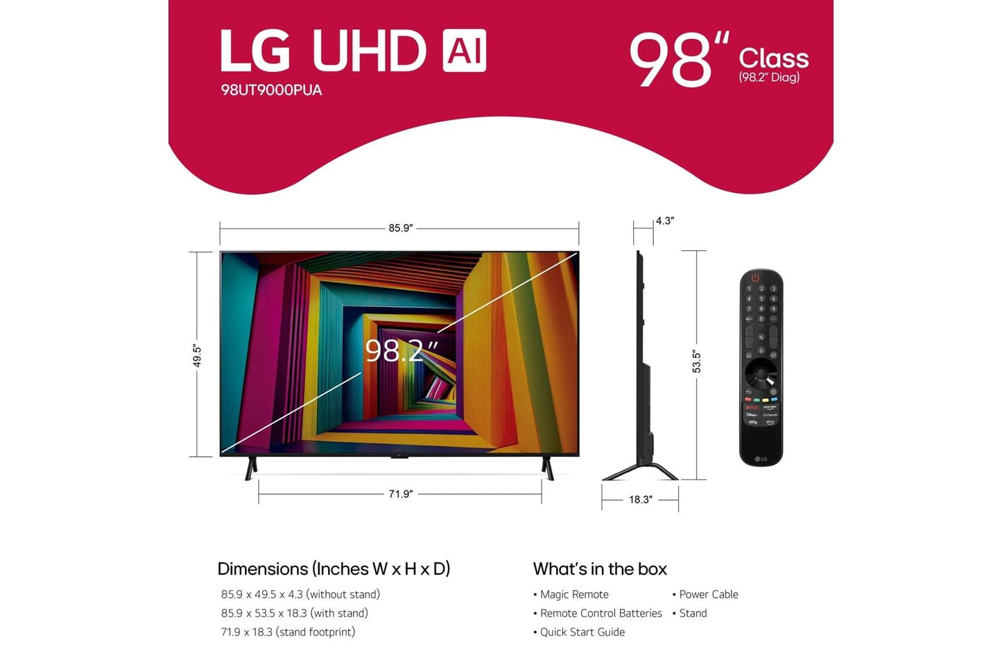 98UT9000PUA LG 98 Inch Class UHD Series 4K UHD Smart TV 2024