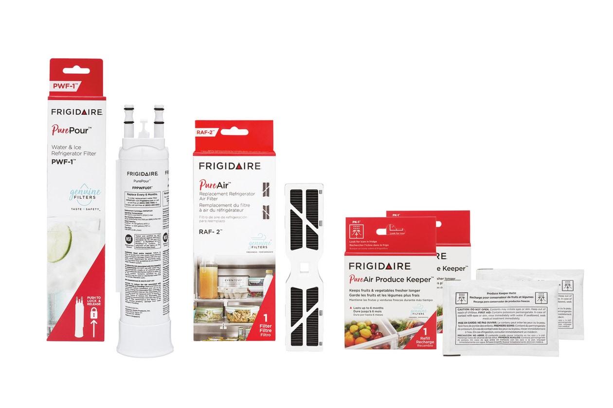 Frigidaire FPPWFU01, FRGPAAF2, and (2) FRPAPKRF Water and Air Filter Combo Kit with Produce Keeper